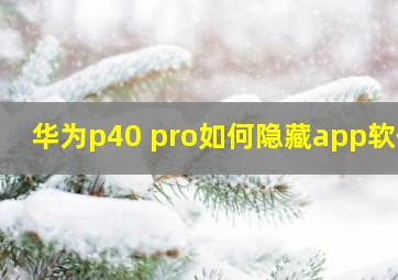 华为p40 pro如何隐藏app软件